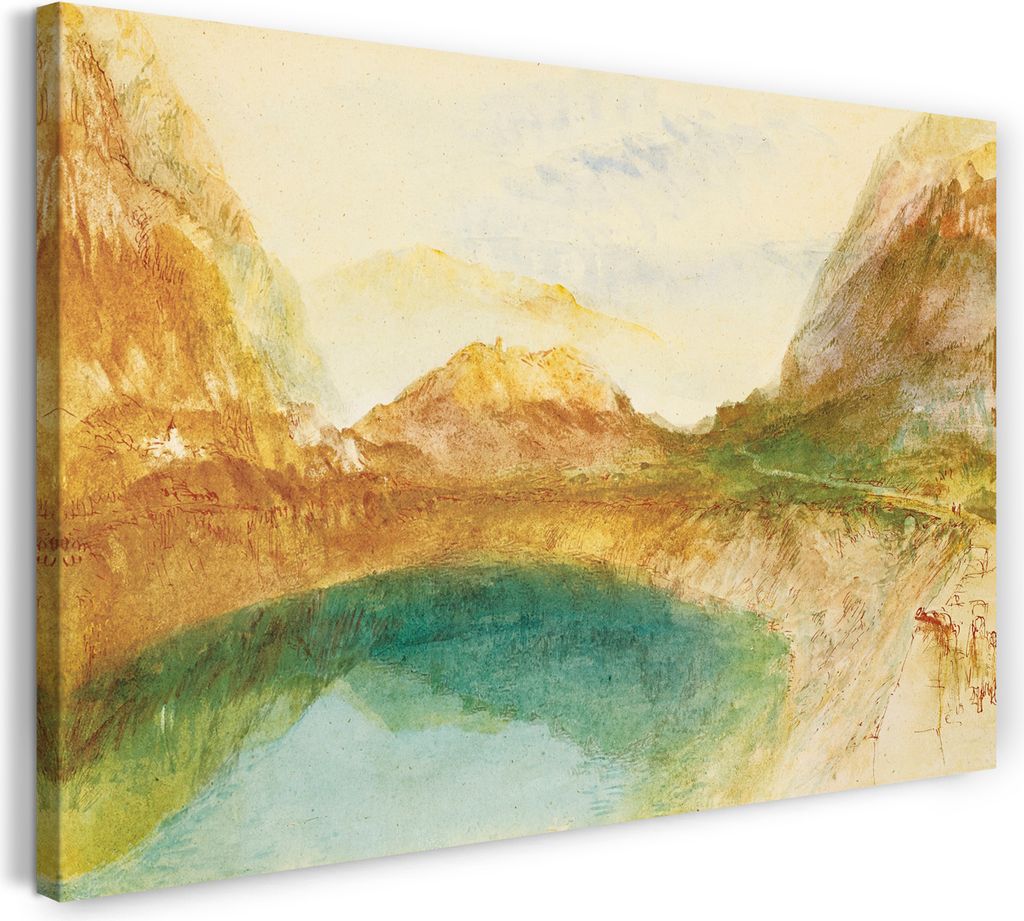 Leinwandbild (120x80cm): William Turner - A SWISS LAKE, LUNGERNSEE, echter Holz-Keilrahmen inkl. Aufhänger, handgefertigt in Deutschland