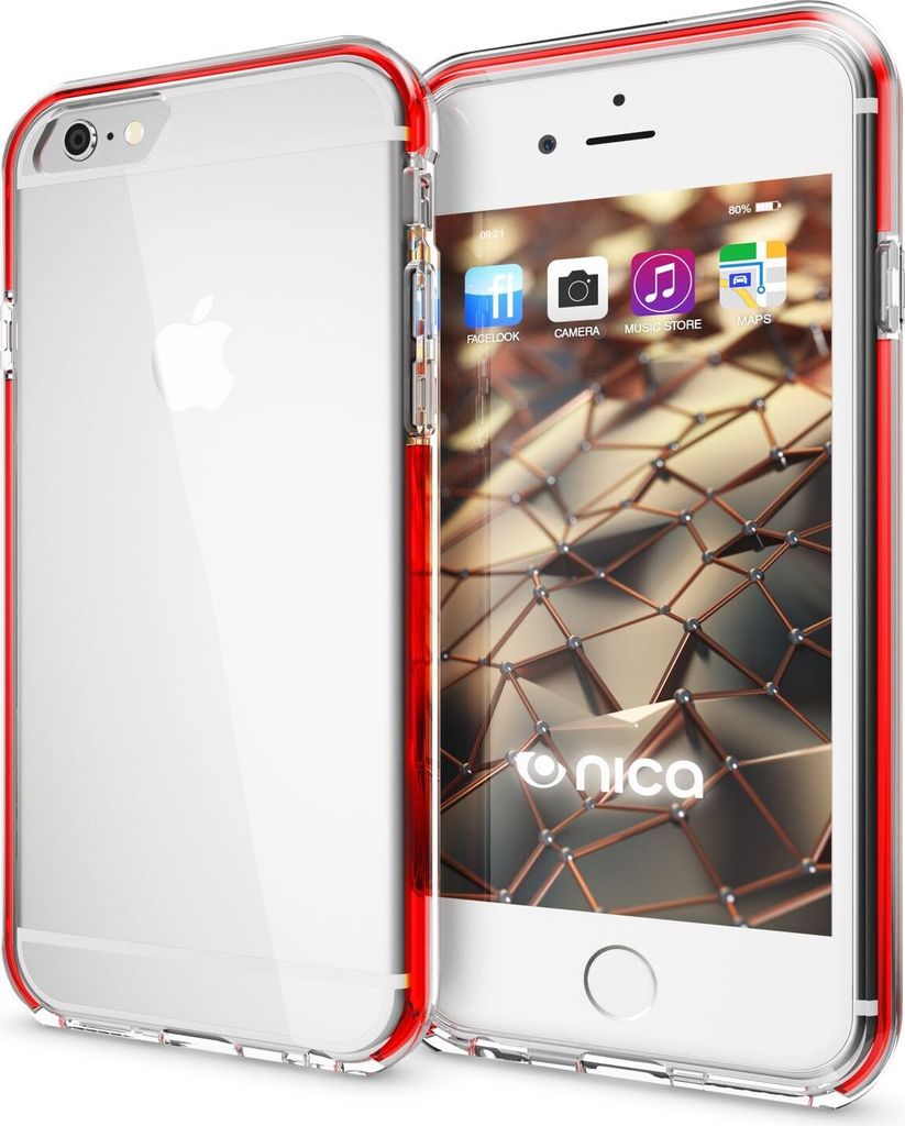 iPhone 6 6S Hülle Handyhülle von NALIA, Durchsichtiges Silikon Case mit Bumper Rot