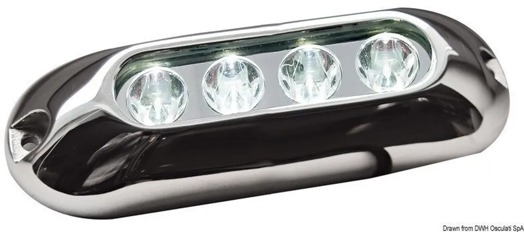 Spot LED sous-marin bleu en inox poli - Éclairage Osculati étanche IP68