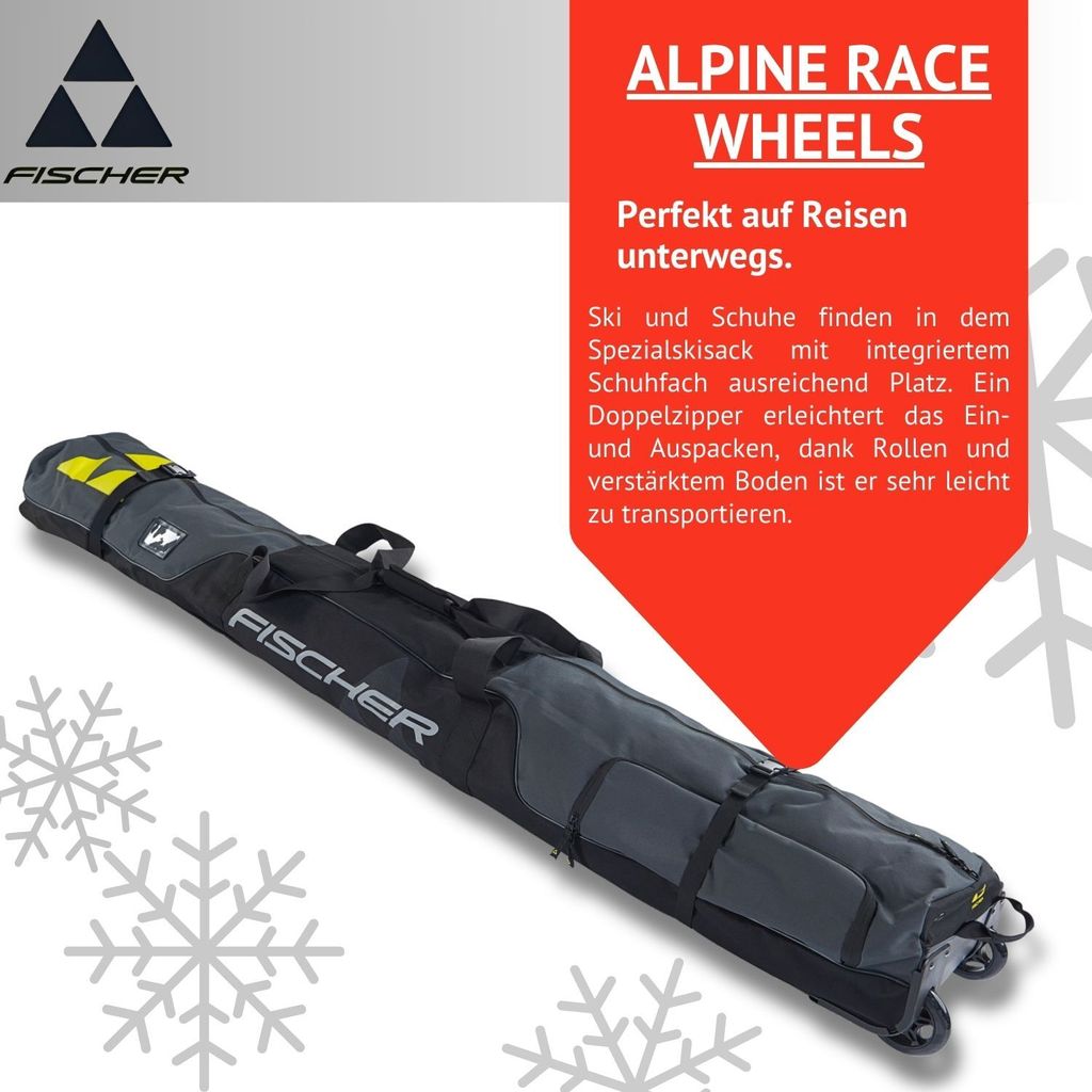 Fischer Alpine Fashion Housse De Ski – 175/190 Cm, Gris – 100% Polyester, Pour 1 Paire + Bâtons