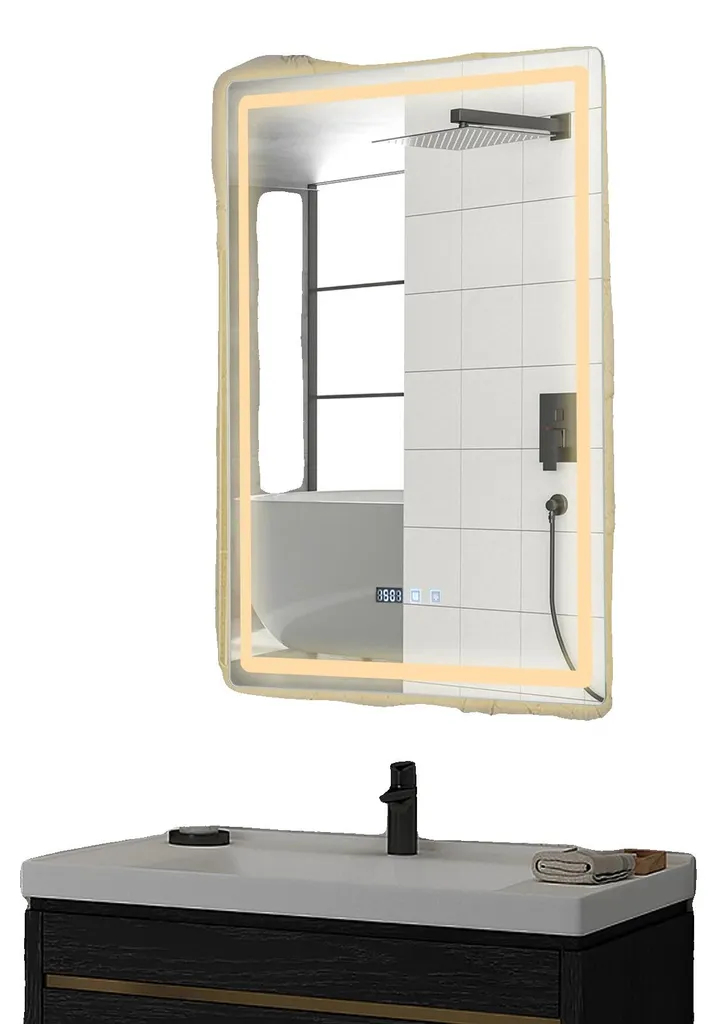 Miroir de salle de bain anti-buée tactile en acier inox de 8 pouces