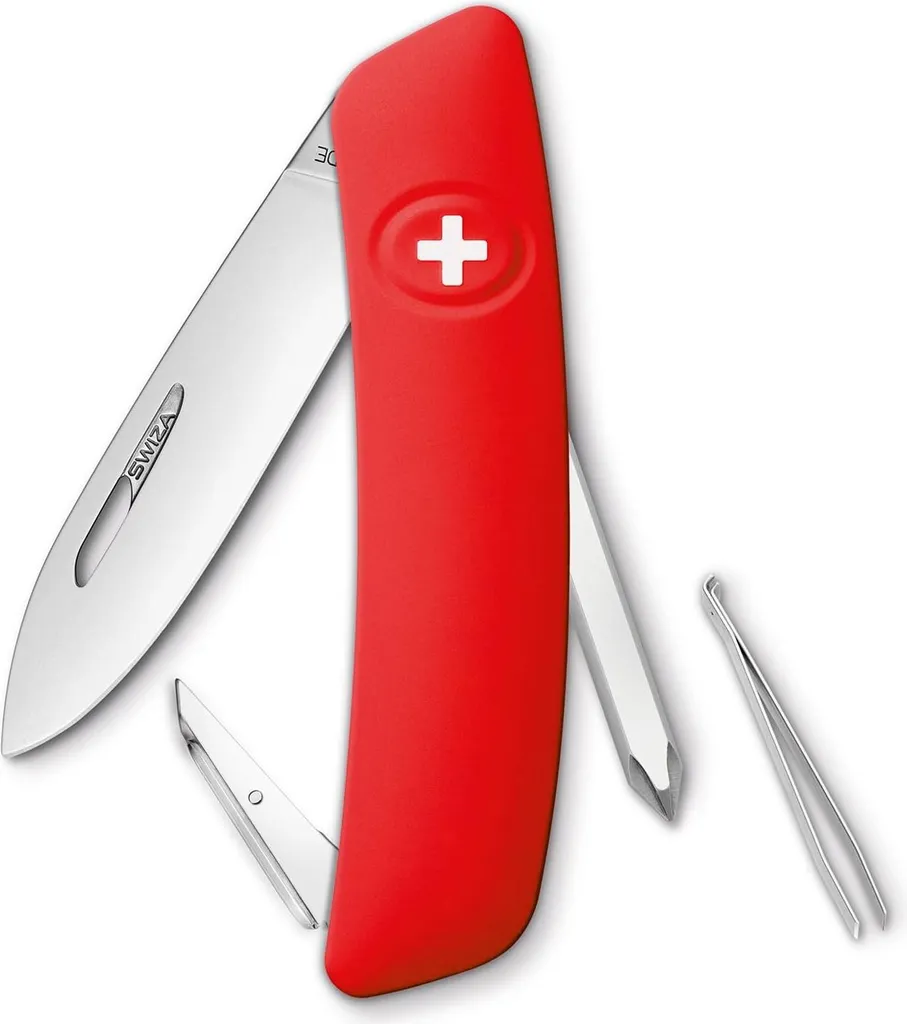 SWIZA D02 Couteau Suisse Rouge pour Randonnée - Lame Inox et 6 Fonctions