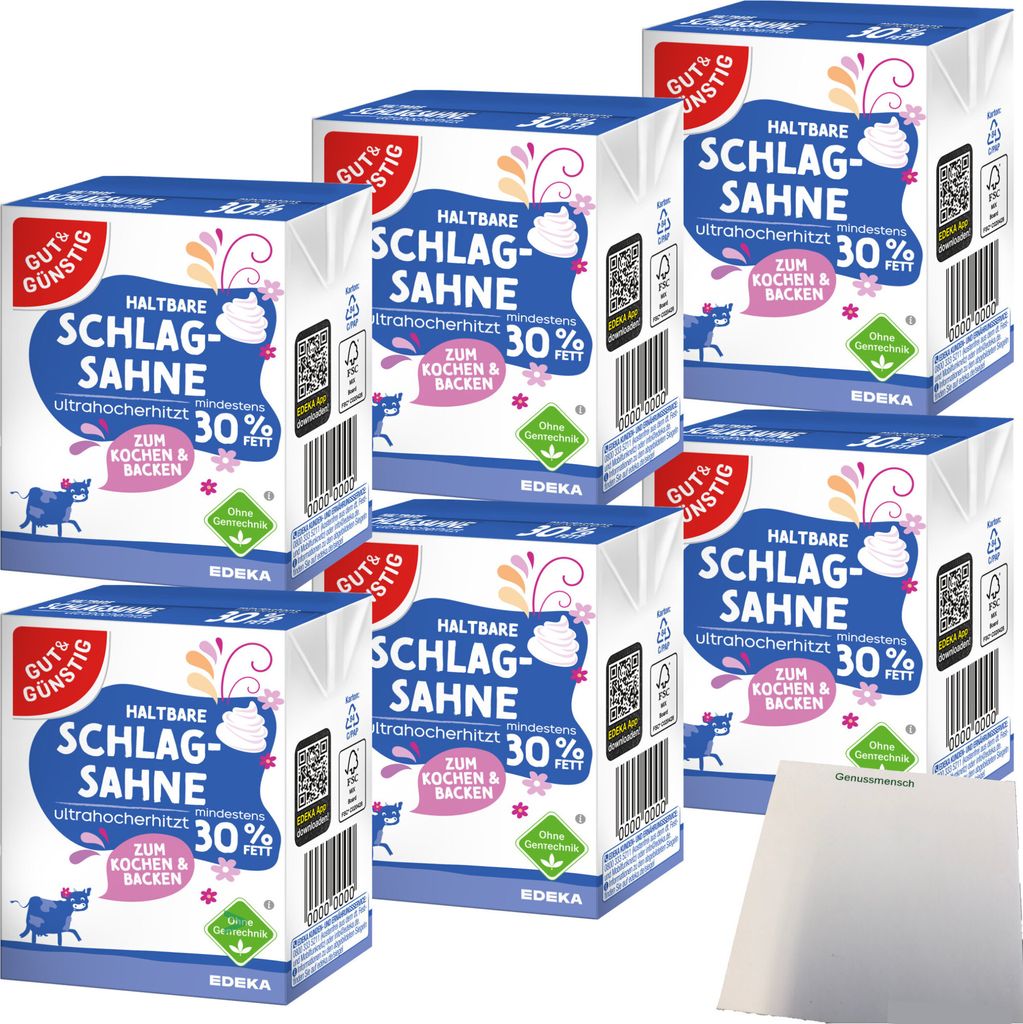 Gut & Günstig Haltbare Schlagsahne 30% Fett 6er Pack Produktbild 