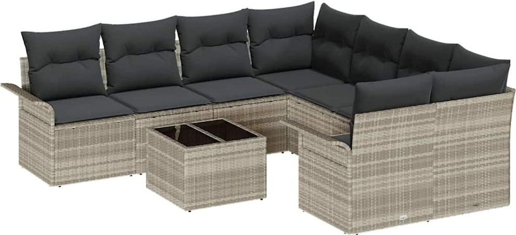 (Robust Möbel) Garten-Sofa-Set - Balkonmöbel/Loungeset - elegantes Design - mit Kissen 9 pcs Hellgrau und Dunkelgrau - 55x55x37cm - Gartensof...