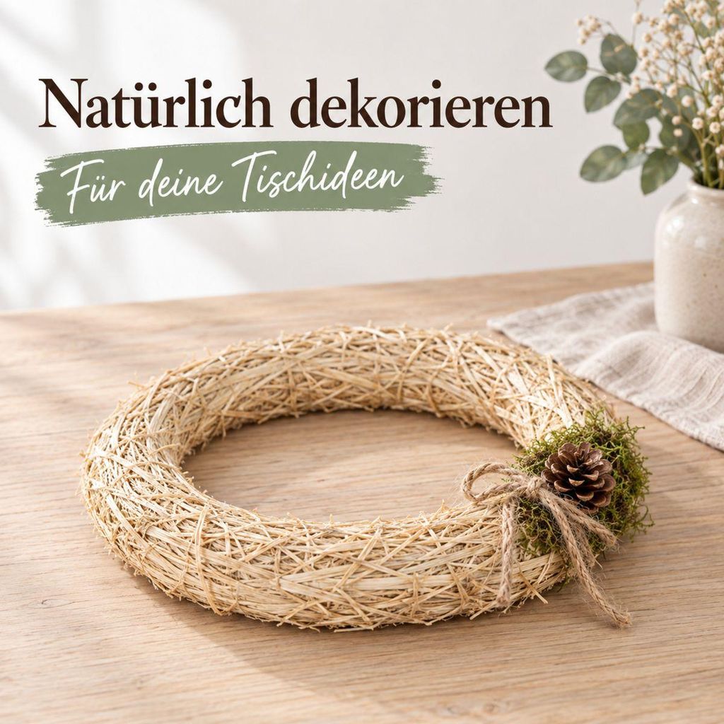 Strohkranz natur sieben Größen Kranzrohling Strohring