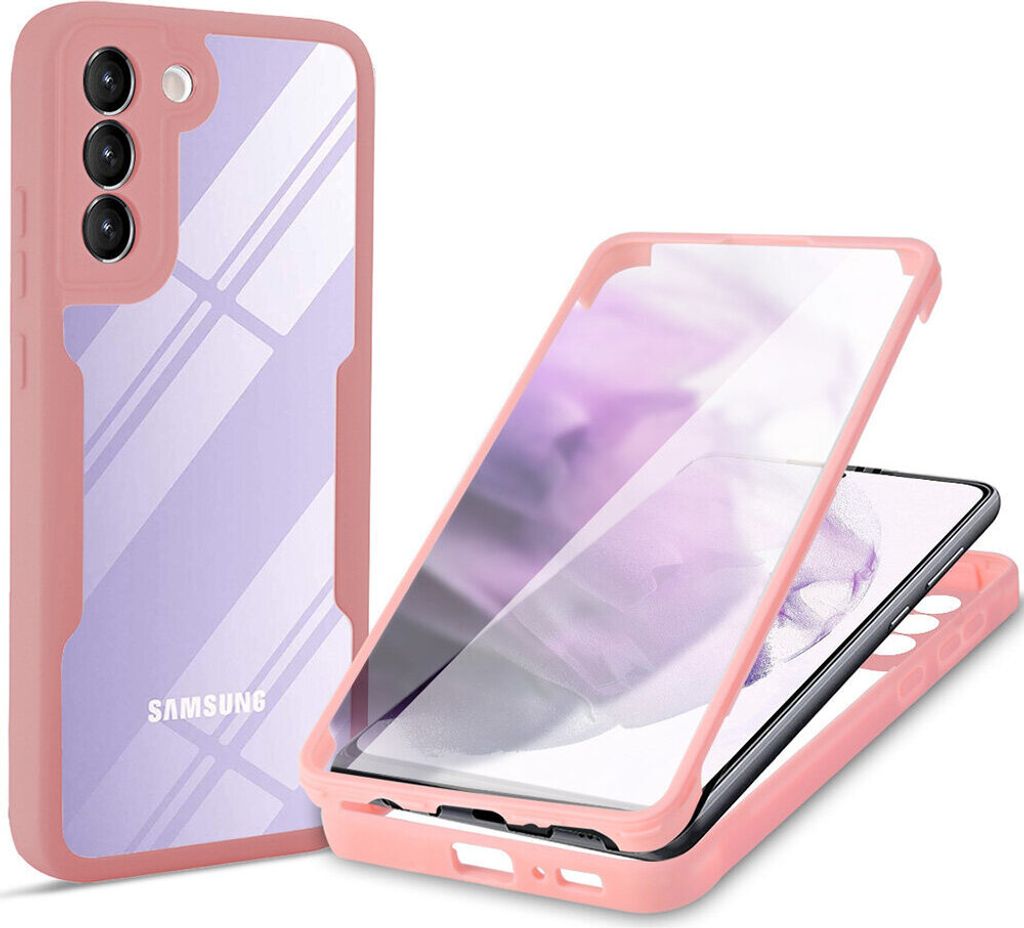 Samsung Galaxy S21 FE 5G Schutzhülle, Eingebautem Displayschutz 360 Grad Komplettschutz Handyhülle für Samsung S21 FE 5G Pink