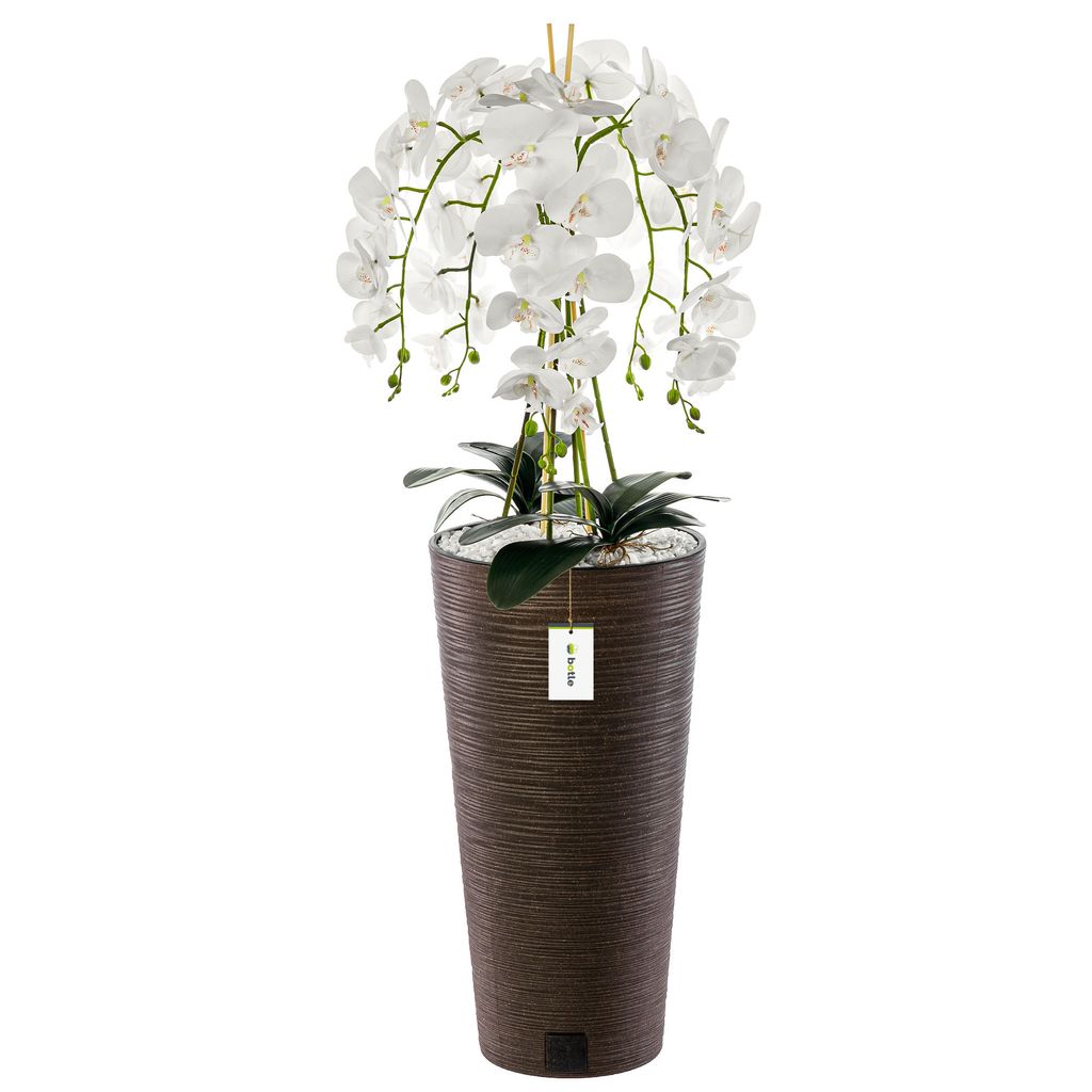 Orchidea artificiale a cascata bouquet bianco in vaso Immagine del prodotto 