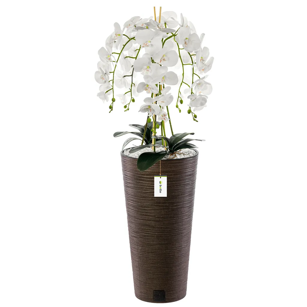Orchidea Finta Alta 110cm in Vaso Marrone - Decorazione Casa Ufficio