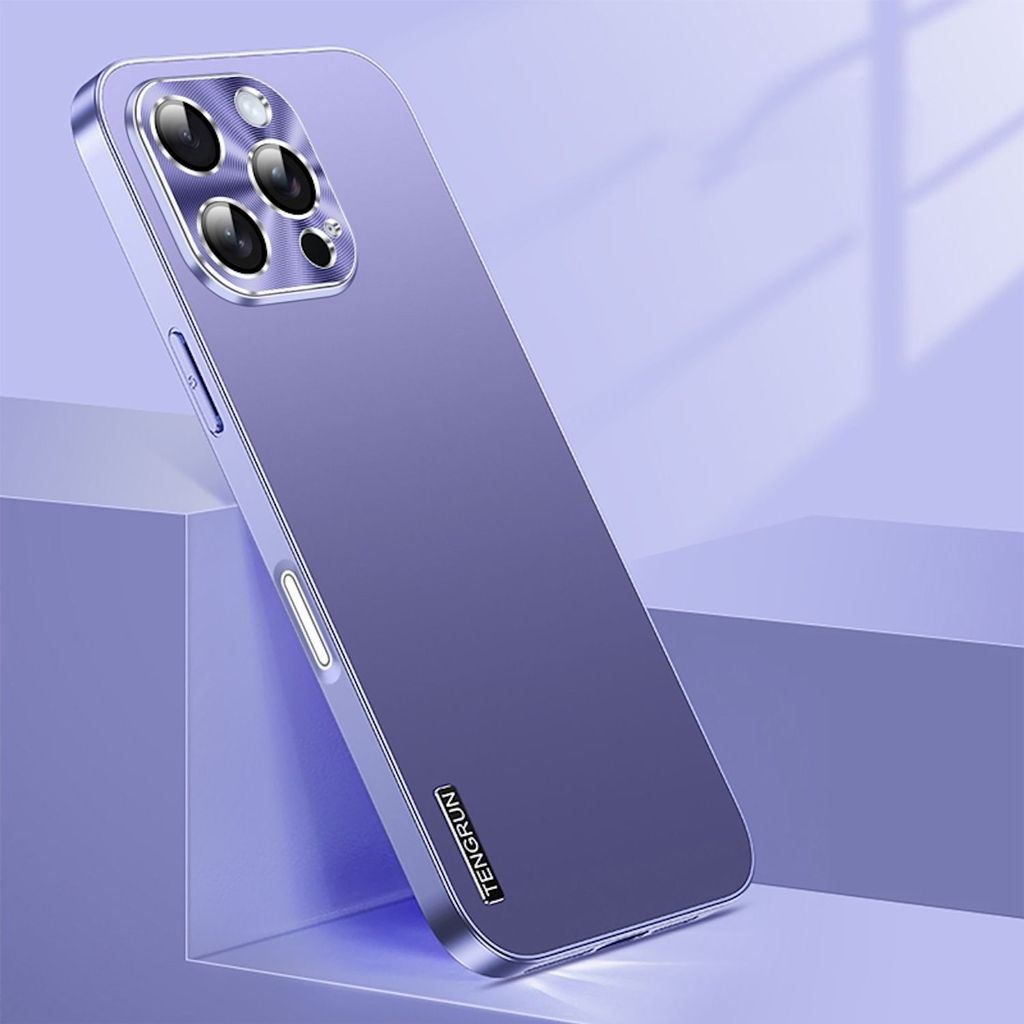 Für Apple iPhone 16 Pro Feinmattes Metall Design Optik Handy Hülle Case Tasche Lila