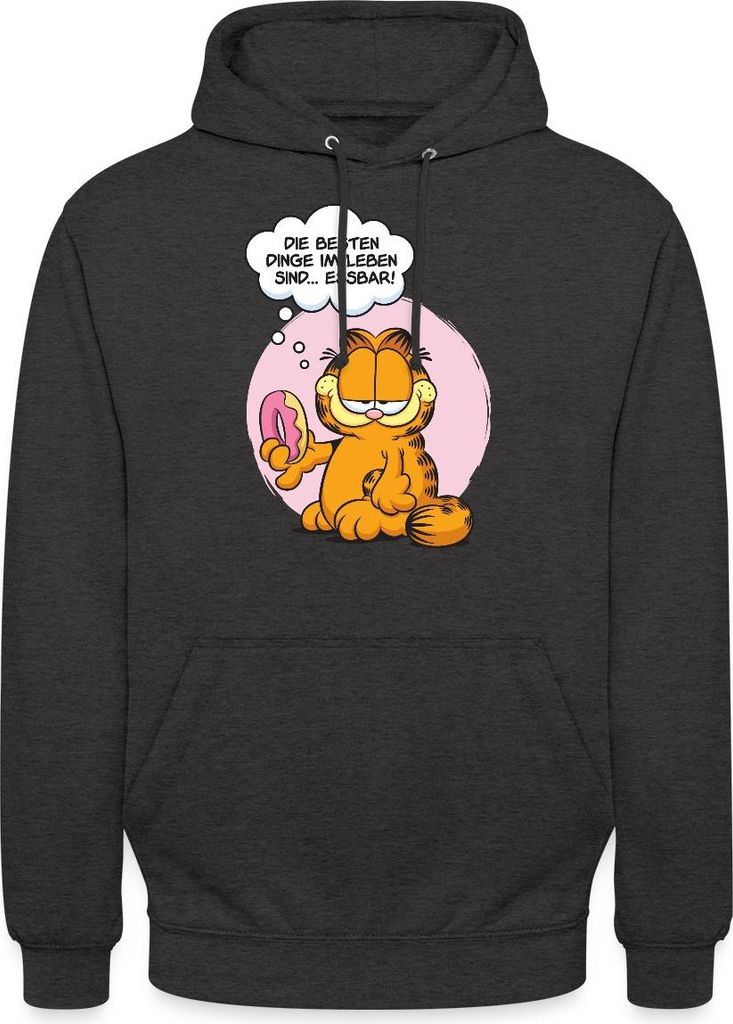 Spreadshirt Garfield Die Besten Dinge Im Leben Sind Essbar Uni Hoodie, L, Anthrazit