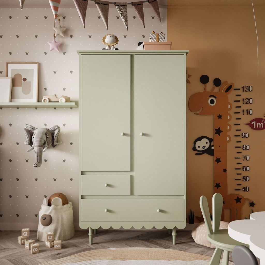 Zweitüriger Kleiderschrank BABUSHKA, olivgrün