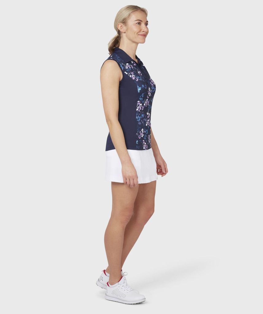 Callaway Women Allover Butterfly Floral Printed Peacoat XS Polo-Shirt