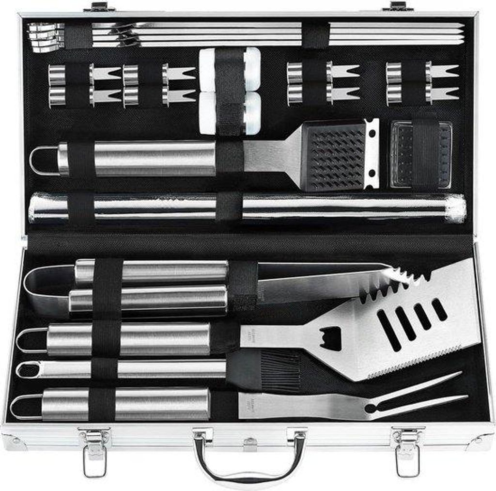Premium Barbecue-Set für Männer und Frauen - Ideal zum Geschenk für Väter, Mütter, Geburtstag, Weihnachten - 2-teiliges Grillset aus Edelstahl