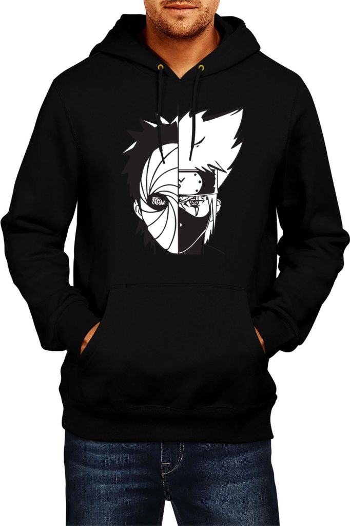 Herren Kapuzenpullover Naruto Kakashi Vs Obito, Man L / Schwarz