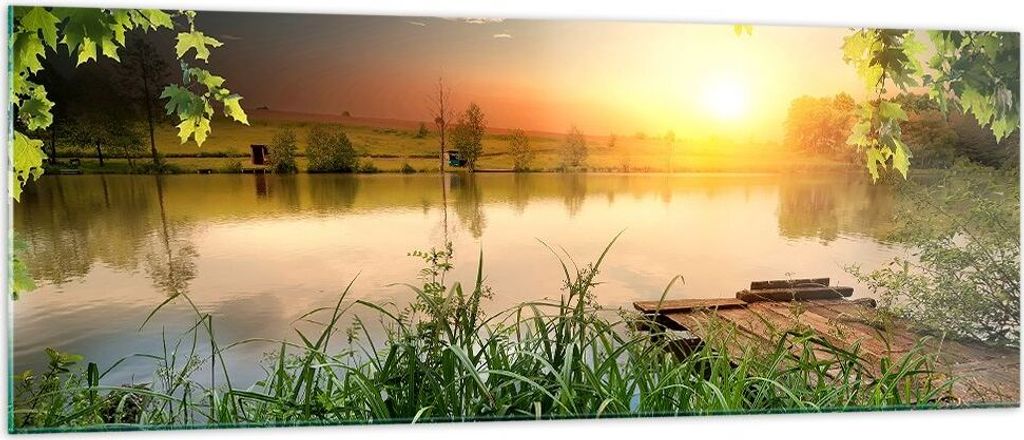 Bilder auf glas - Brücke See - 140x50cm - Glasbilder - Wandbilder - Bilder - Kunstdruck - zum Aufhängen bereit - Wanddekoration aus Glas - Glas B...