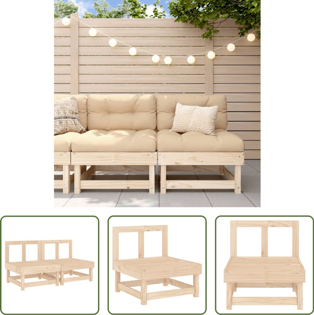 The Living Store Garten-Mittelsofas 2 Stk. Massivholz Kiefer