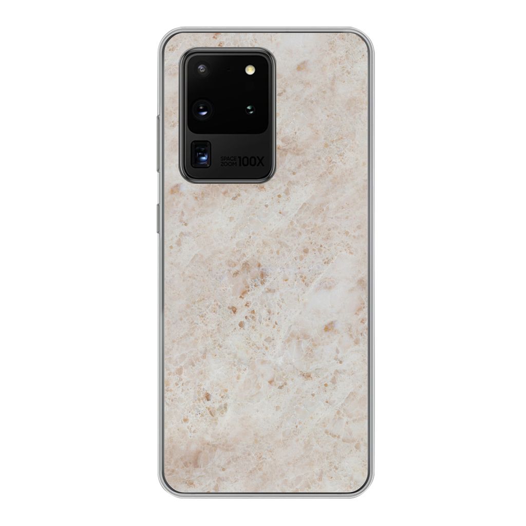 MuchoWow Handyhülle Schutzhülle Hülle für Samsung Galaxy S20 Ultra Marmor - Muster - Braun Silikon Softcase Handy Hülle - Karteninhaber