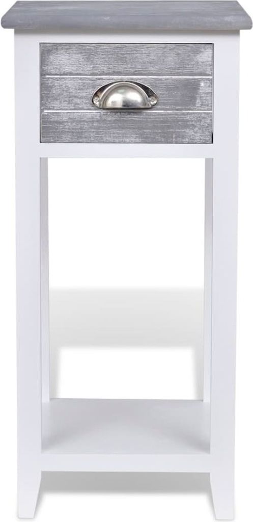 Möbel Nachttisch Elegantes Design - Beistelltisch - Nachtschrank - mit 1 Schublade Grau/Weiß Top9921402