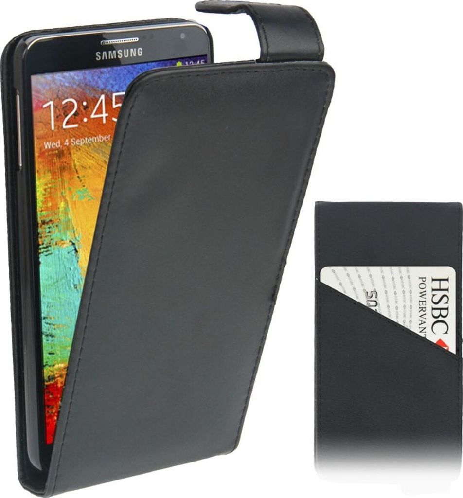 Handyhülle Flip mit Kreditkartenschlitz für Samsung Galaxy Note 3 N9000 Schwarz