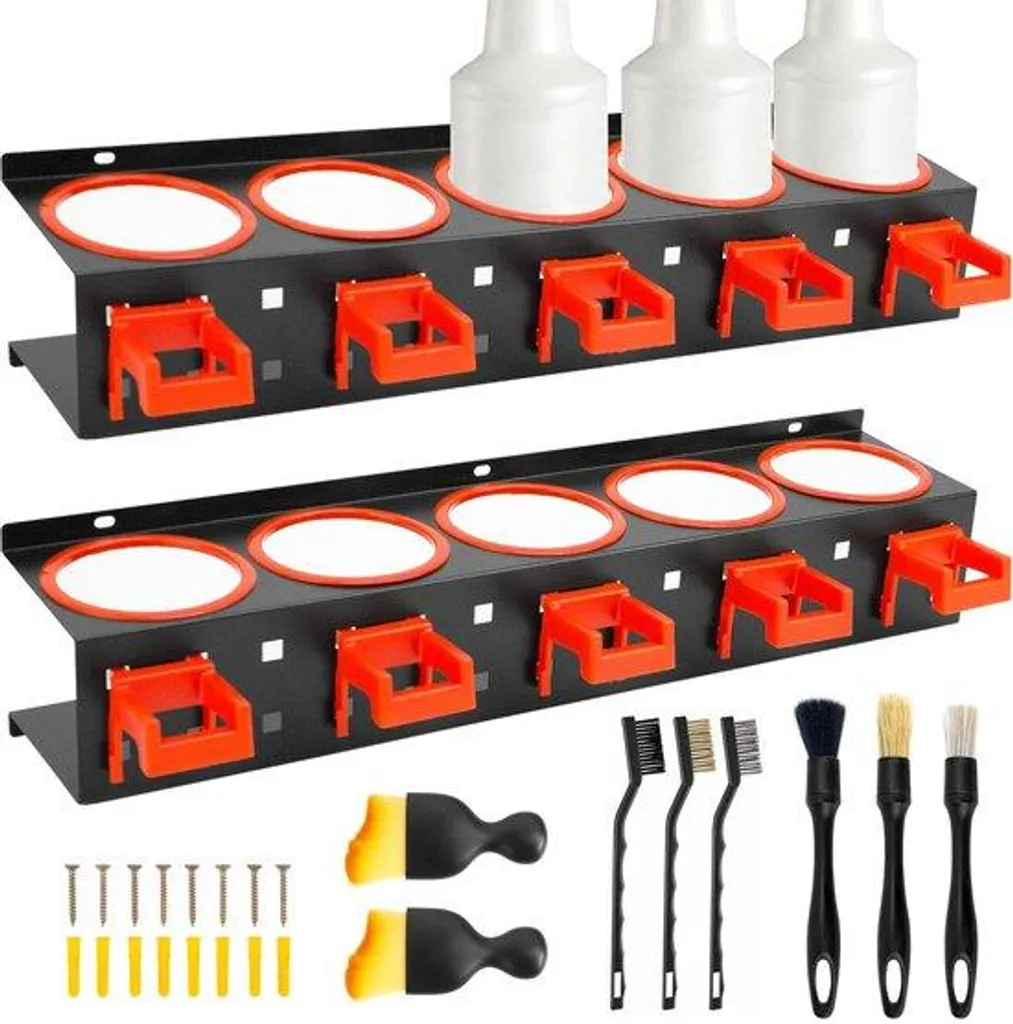Organisateur Mural pour Garage et Buanderie 5 Fentes pour Vaporisateurs x2