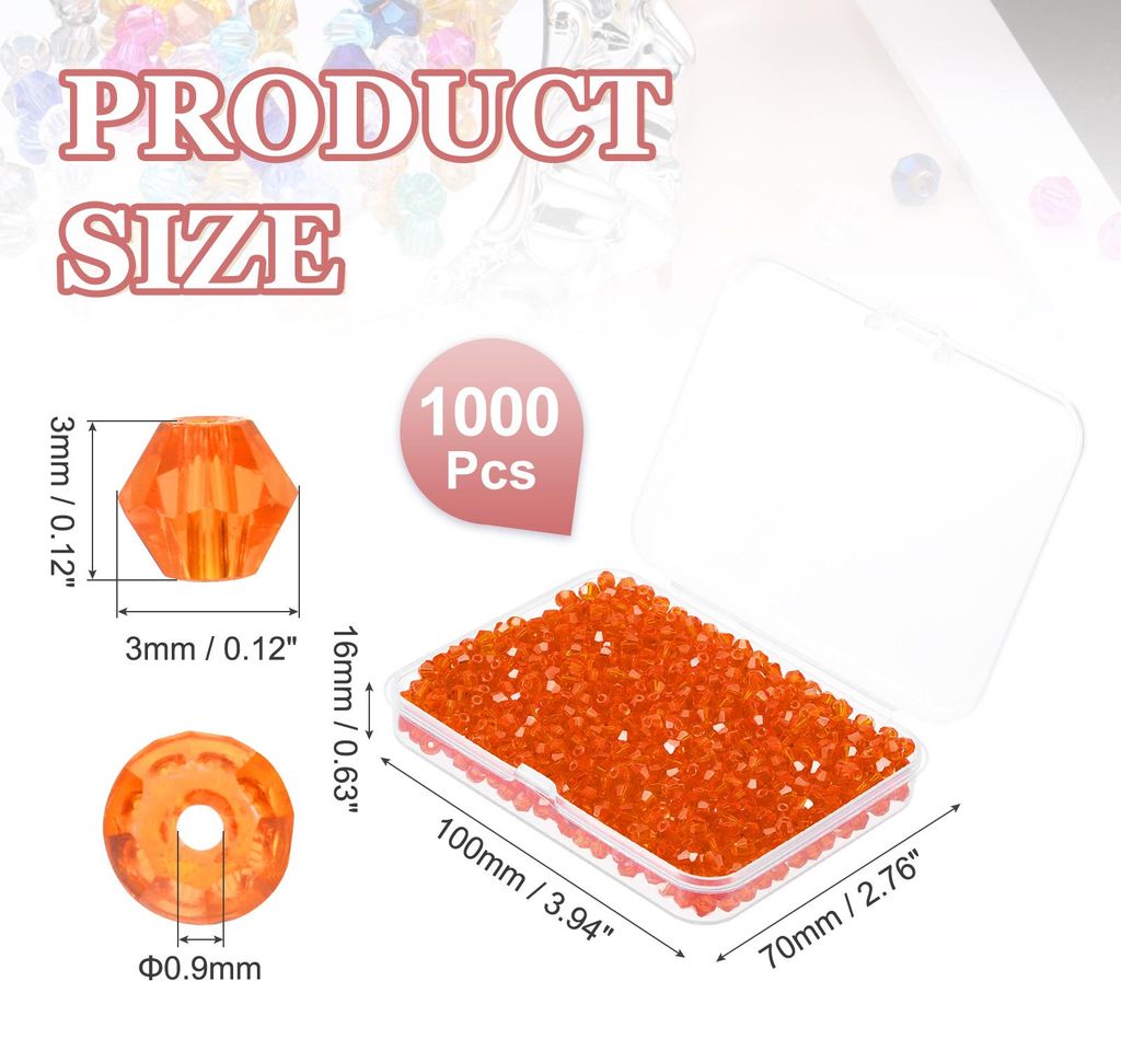1000 Stš¹ck Facettierte Glasperlen, 3mm Kristall Facettierte Perlen, Kristallperlen Zum Auff?deln, Doppelkegel Perlen mit Box fš¹r Armband, Hal...