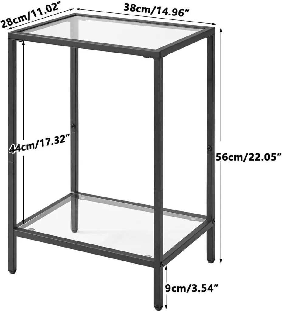 Table d'appoint robuste verre et métal noir HGD002B style industriel - 3