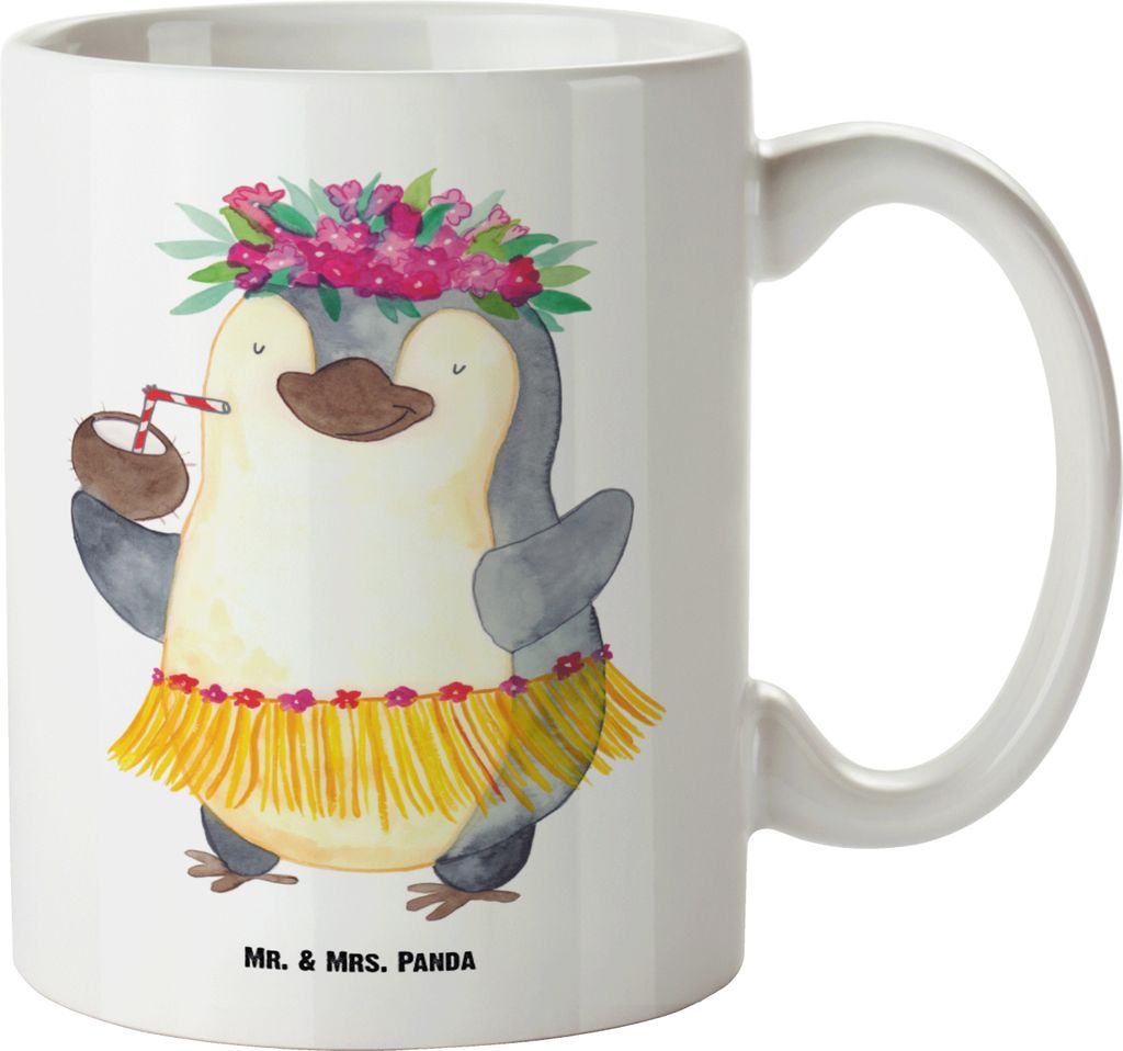 Mr. & Mrs. Panda tasse mit henkel Pinguin Kokosnuss - Weiß - Geschenk, Kaffeepott, Hawaii, Erholt, Pott, Keramiktasse, Urlaub, weisse, Haferl, Tee...