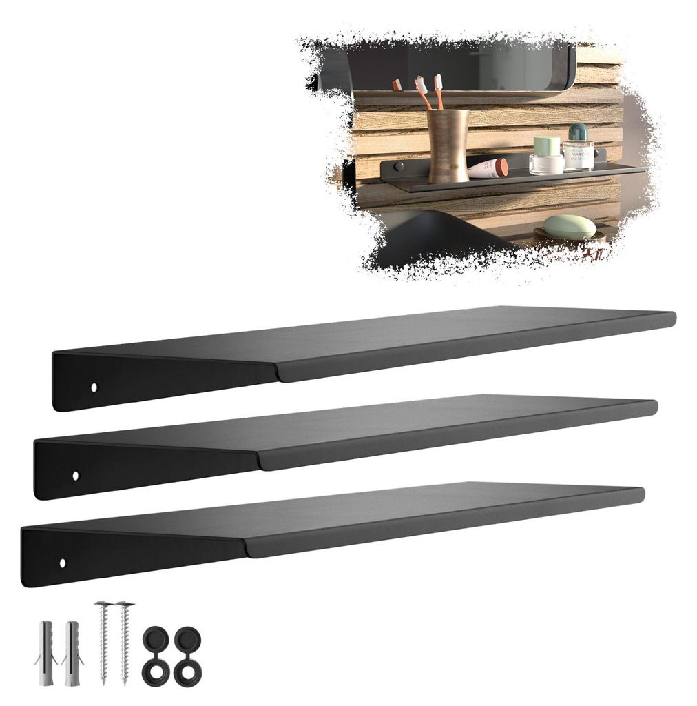 SOTECH Wandregal HOVER-V 450 x 130 x 30 mm schwarz (3 Stück)