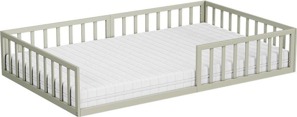 Bodenbett aus Metall Vitalispa Minno Greige 120x200 mit Produktbild 
