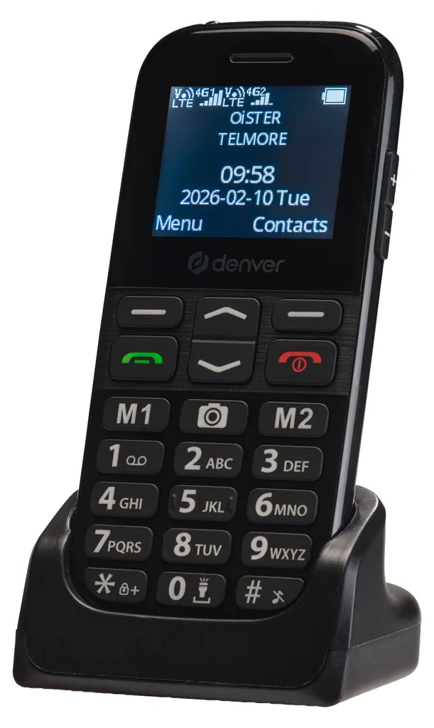 Téléphone mobile Denver BAS-18800L avec bouton SOS et écran LCD lisible
