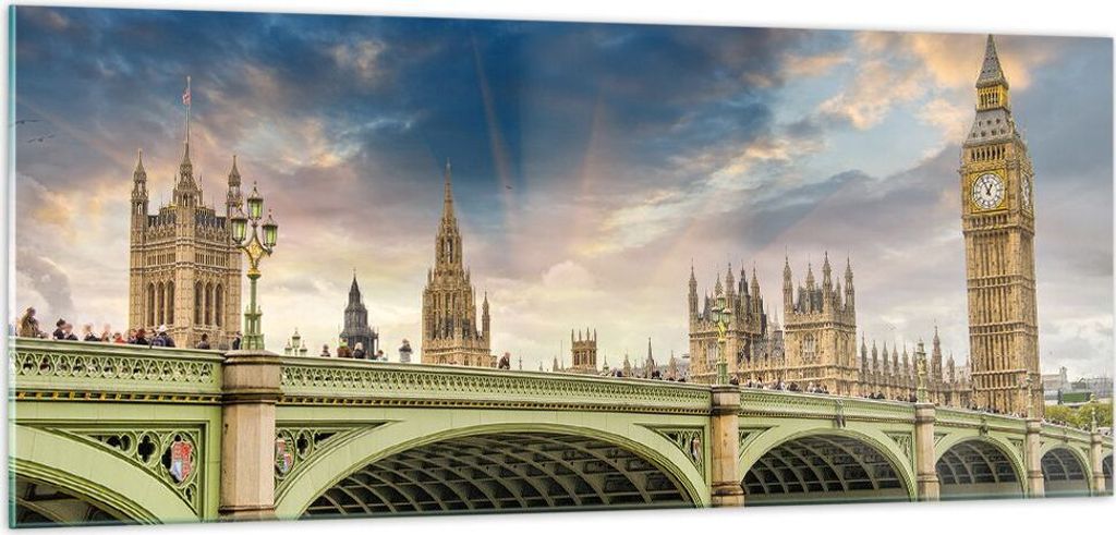 Bilder auf glas - London büro parlament gebäude - 100x40cm - Glasbilder - Wandbilder - Kunstdruck - zum Aufhängen bereit - Wanddekoration aus Gl...