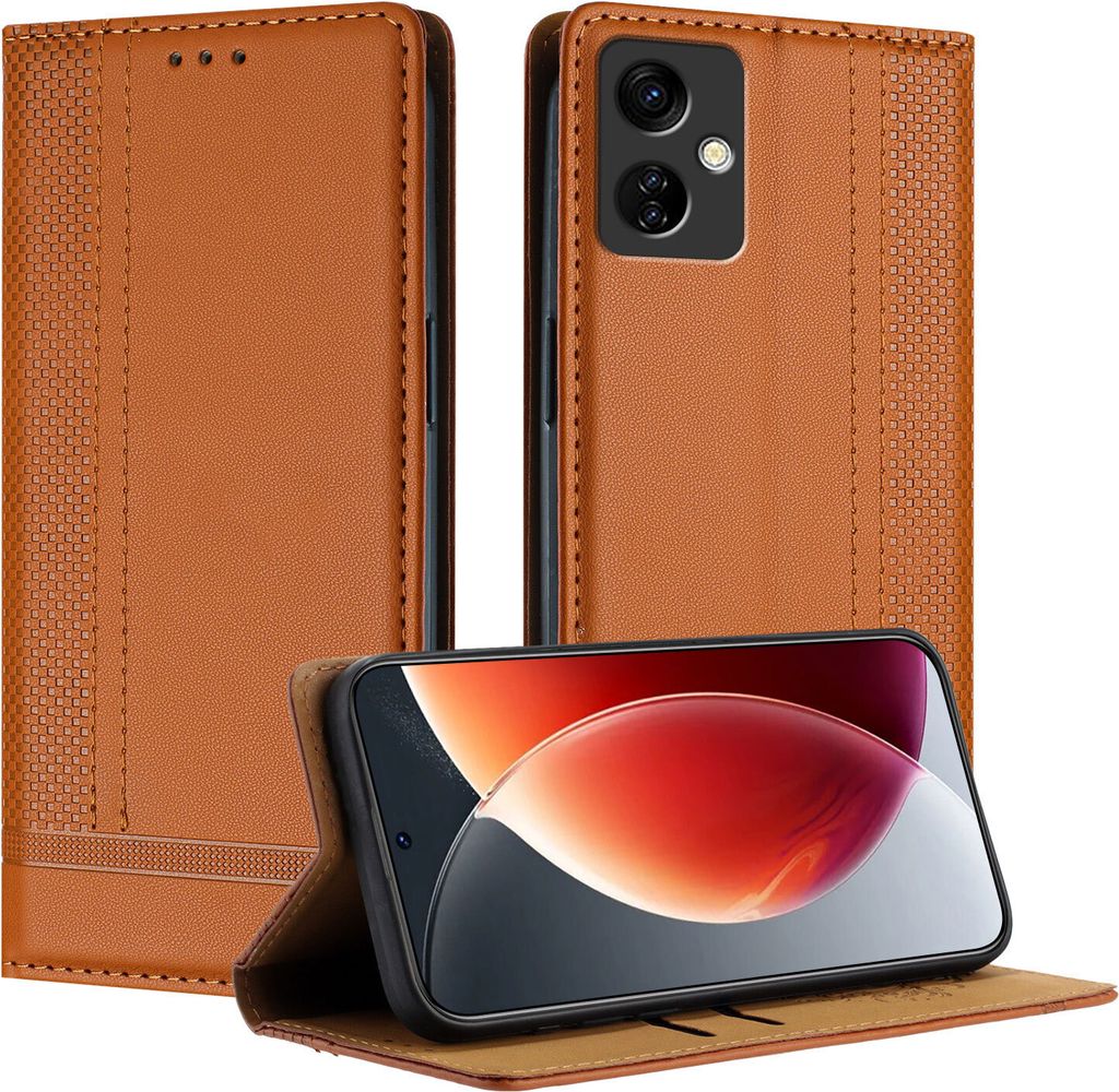 Handyhülle für Tecno Spark 9T /Spark 9 Pro Leder Flip Klappbare Schutzhülle mit Standfunktion Braun