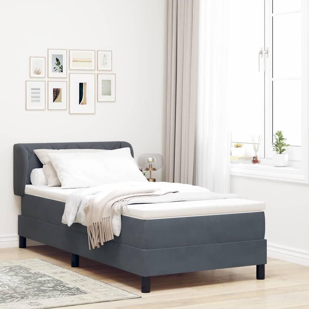 Maison Exclusive - Boxspringbett mit Kopfteil Dunkelgrau 90 x 190 cm Samt