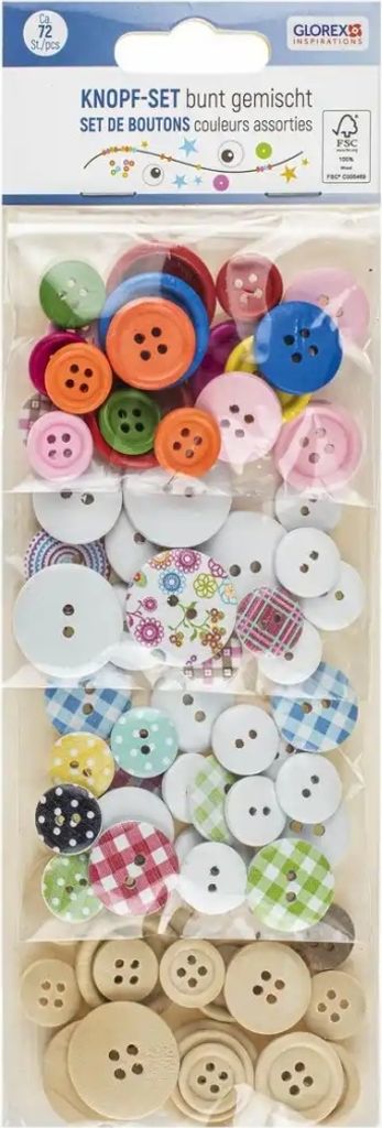 Knopf-Set bunt gemischt 72teilig, Glorex