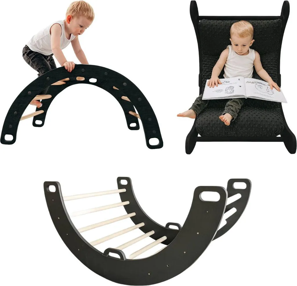 Rockerboard arc à grimper noir en bois - Module Montessori XL