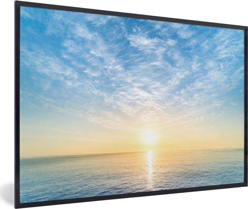 MuchoWow MuchoWow Gerahmtes Poster Meer - Sonne - Wolken 90x60 cm - Poster mit zchwarzem Bilderrahmen - Fotorahmen - Foto-Plakat