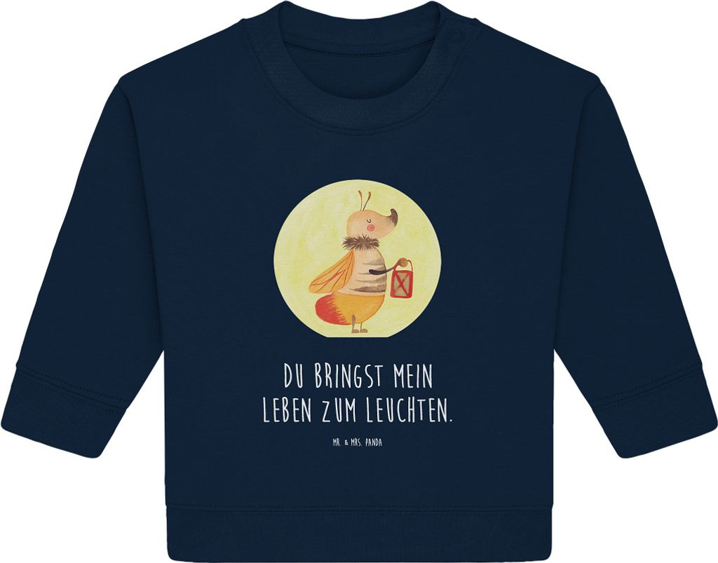 Mr. & Mrs. Panda Organic Baby Pullover Glühwürmchen 6. - 12. Monat - French Navy - Geschenk, Liebesspruch, Liebe, Verlobung, Lieblingsmensch, Lus...