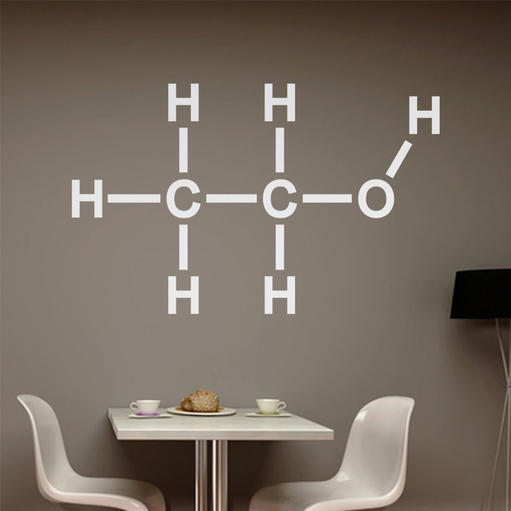 Ethanol Alkohol Äthanol Wandtattoo in 6 Größen - Wandaufkleber Wall Sticker - Dekoration, Küche, Wohnzimmer, Schlafzimmer, Badezimmer