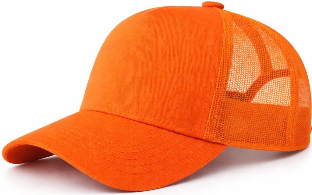 Trucker-Cap – Baseballkappe aus Mesh – Verstellbar – Uni – Atmungsaktiv – Freizeit & Outdoor – Orange