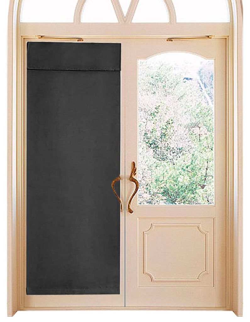 Selbstklebender, wärmeisolierender Vorhang mit Befestigungsband für Glastüren und Fenster, schwarz, 76 x 102 cm (ohne Stanzen), Verdunkelungsvor...