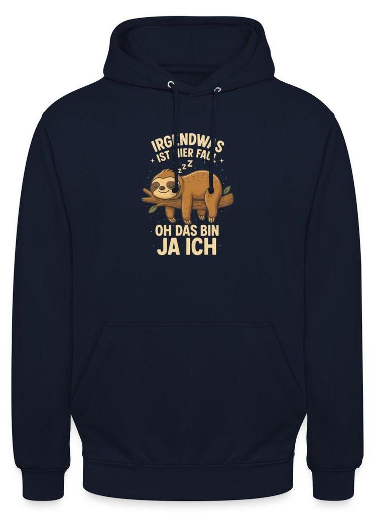 Spreadshirt Irgendwas Ist Hier Faul Oh Das Bin Ich | Faultier Uni Hoodie, M, Navy