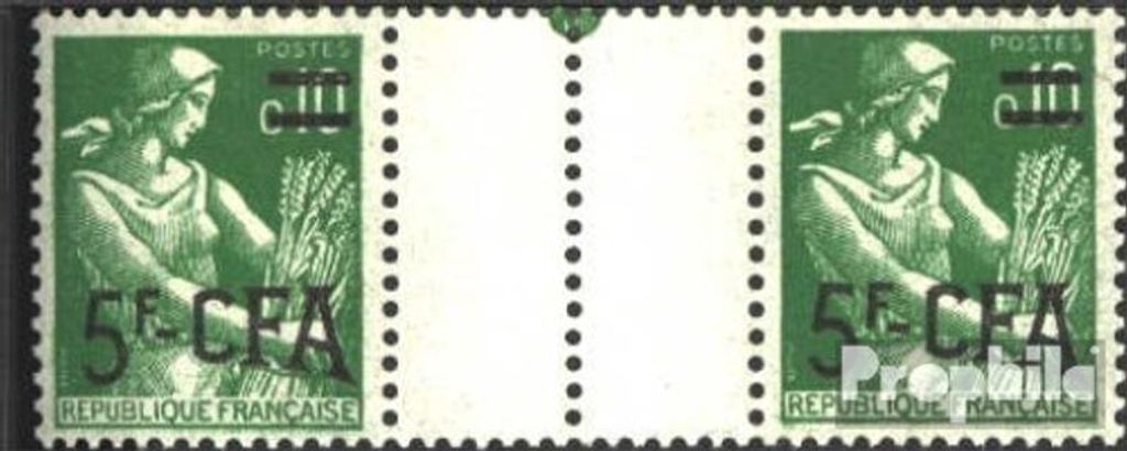 Briefmarken Reunion 1962 Mi 420 Zwischenstegpaar (kpl.Ausg.), Bewertung für Einzelmarken postfrisch Freimarke
