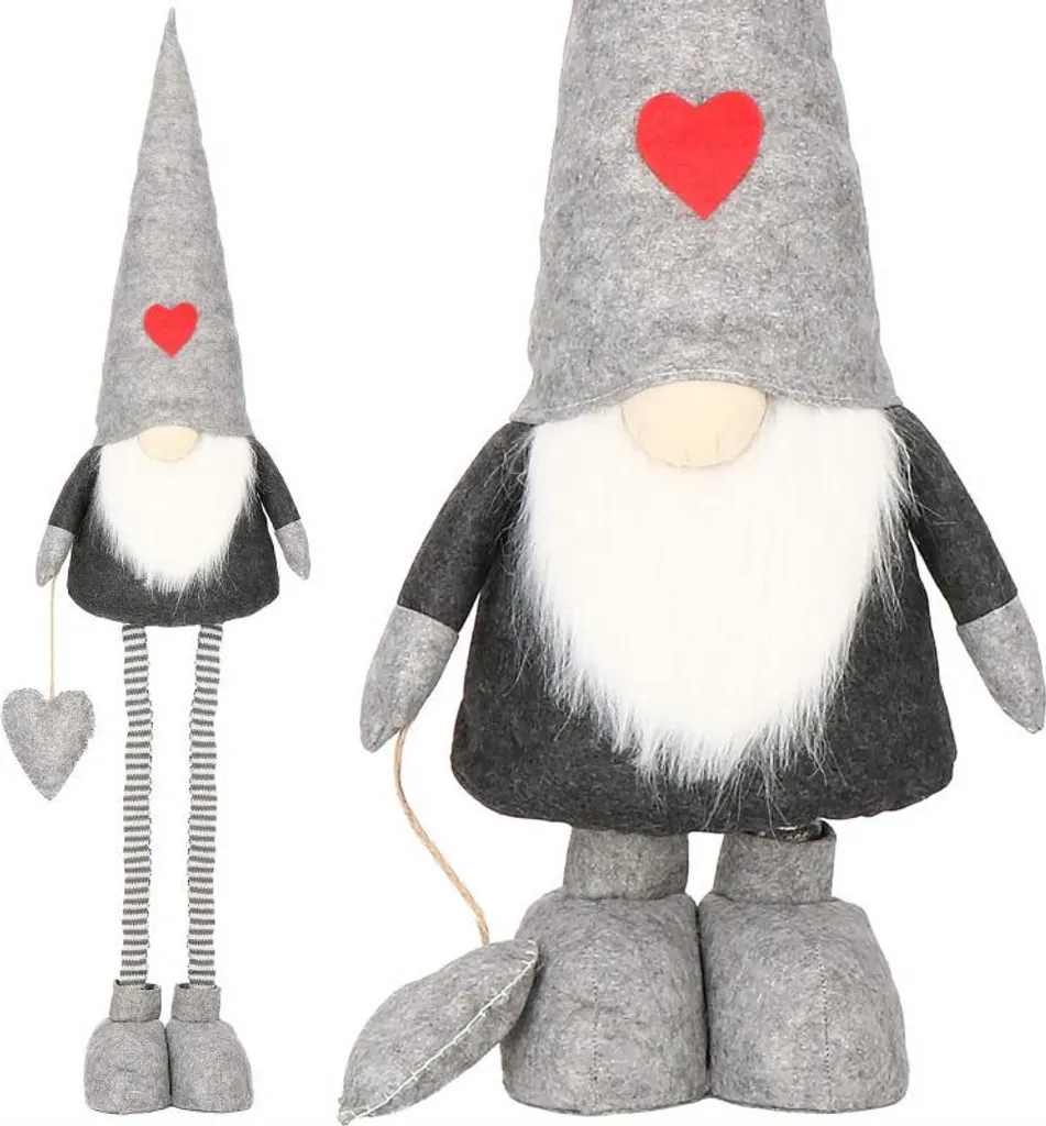 Gnome avec bonnet gris télescopique, hauteur réglable de 82 à 130 cm