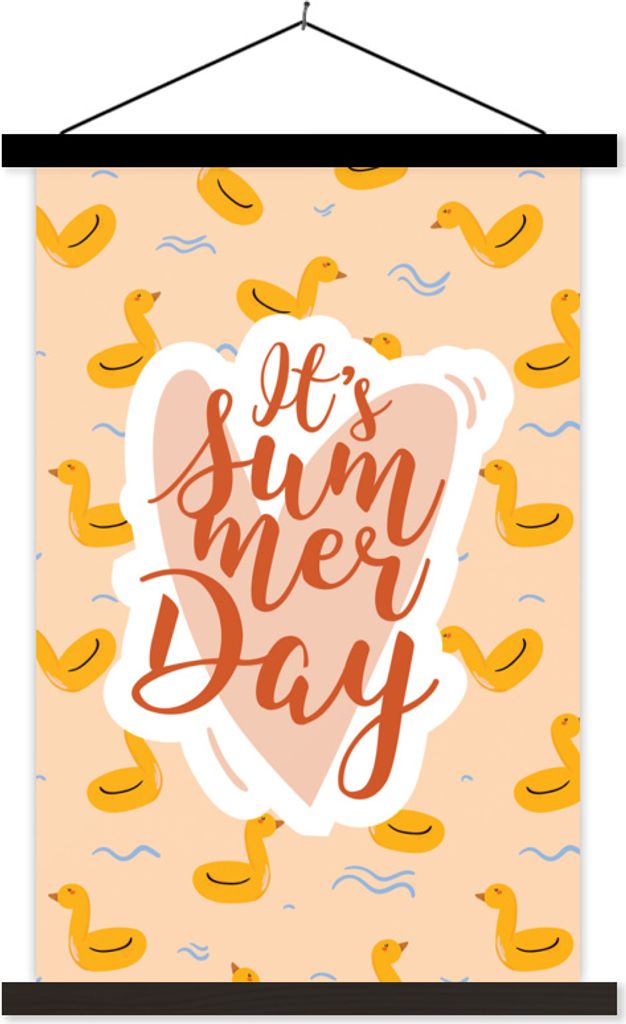 MuchoWow Textilposter Sommer - Rosa - Gelb 40x60 cm mit schwarzem Rahmen - Wanddekorationen