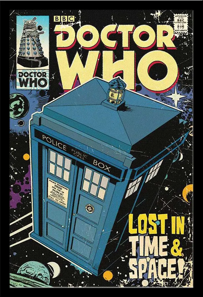 Affiche Doctor Who Shinsuke sous Cadre Noir MDF avec Vitre de Sécurité