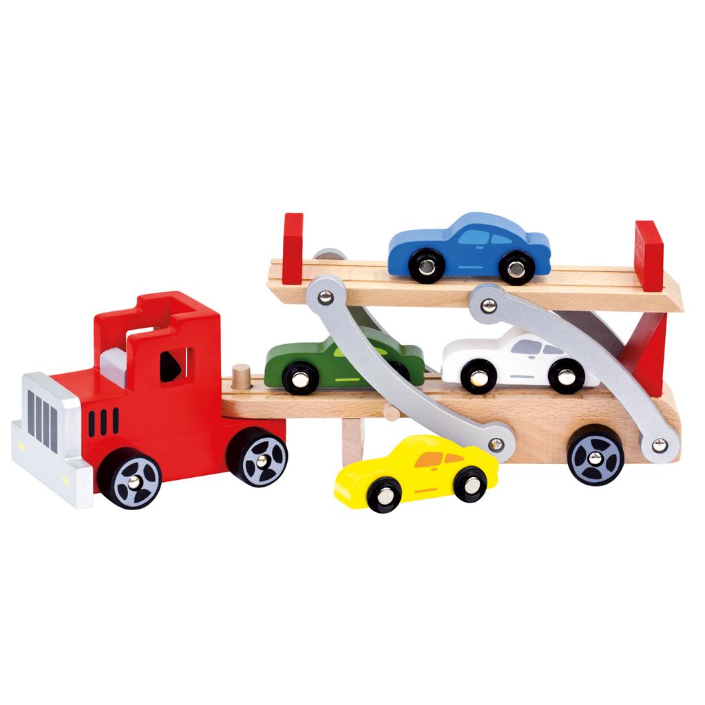 Bino Holz-Autotransporter, 9 Teile ab 3 Jahren, 84075