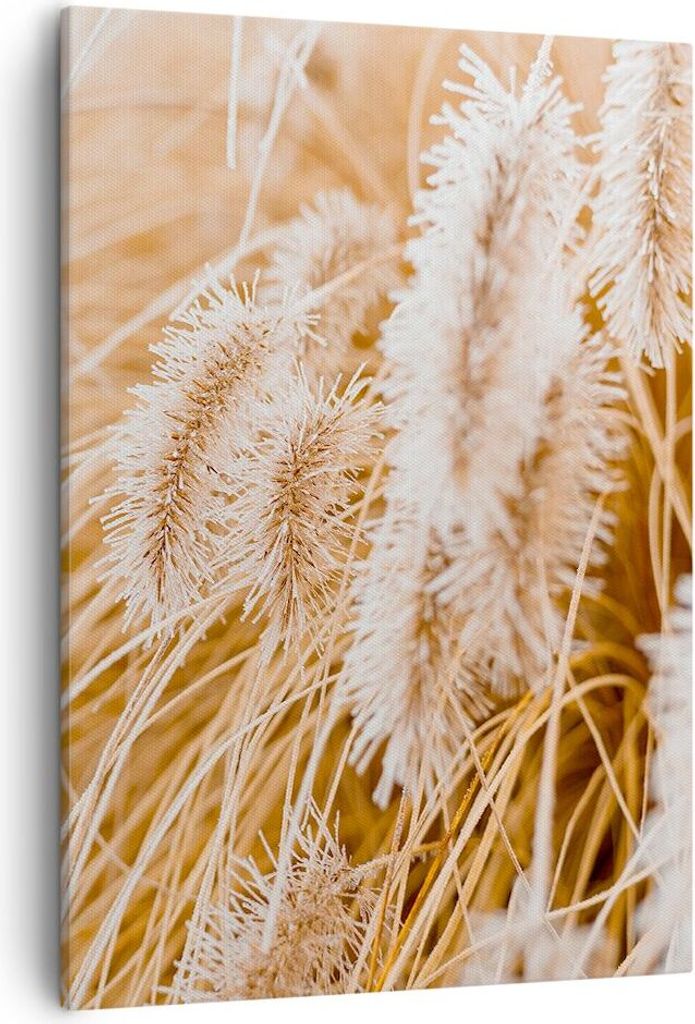 Bild auf Leinwand - Leinwandbild - Einteilig - Gras Boho Licht - 50x70cm - Wand Bild - Wanddeko - Wandbilder - Leinwanddruck - Kunstdruck - Wanddek...