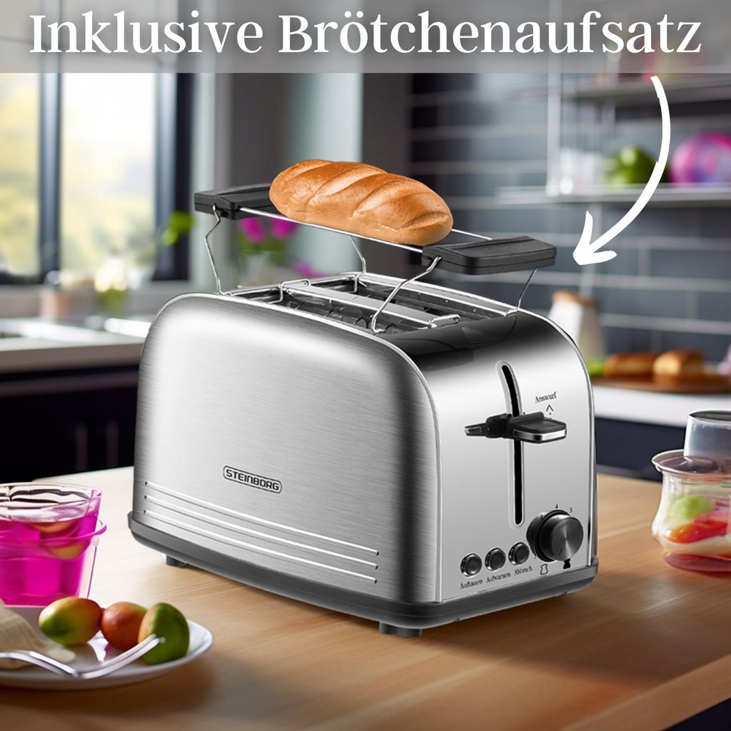 Steinborg 2 Scheiben Edelstahl Toaster | Mit
