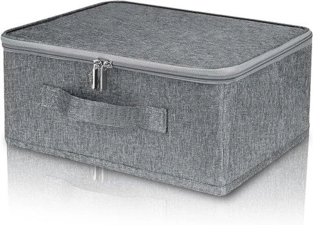 Caisse de transport pliable grise - Lot de 2 boîtes 30 x 20 x 14 cm