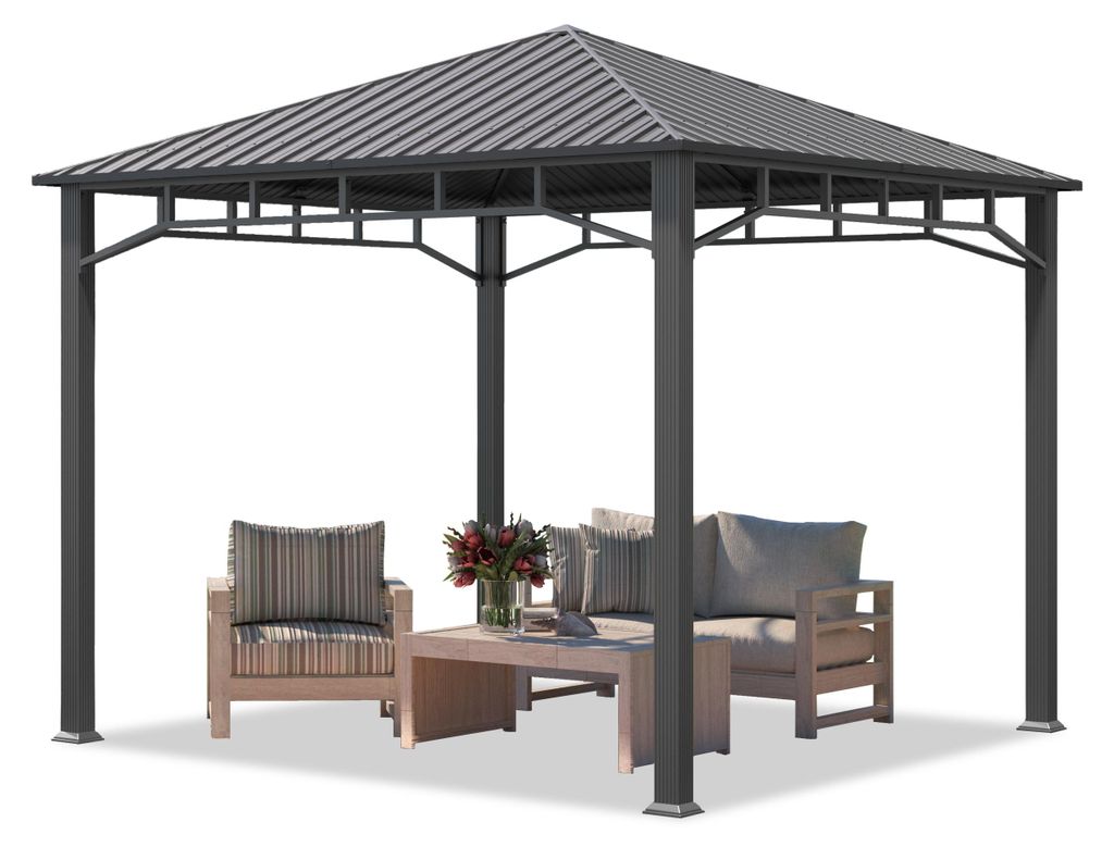 Gartenpavillon 3x3 m Stahldach Hardtop, ohne Seitenteile, Produktbild 